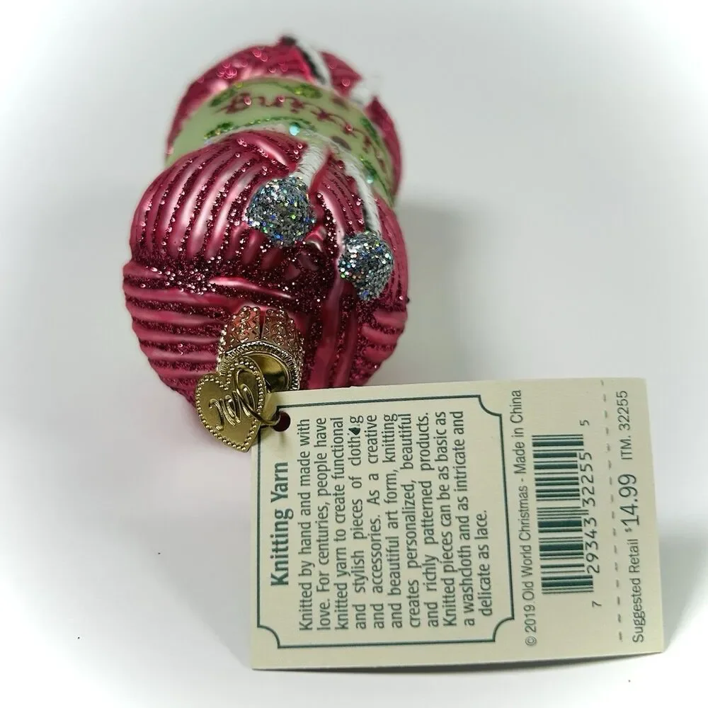 Old World Christmas Knitting Yarn Glass Ornament 32255 Decoration With Box NWT